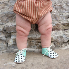 Load image into Gallery viewer, Luna Mint Polka Dot Spot Leather Oxfords