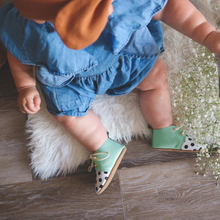 Load image into Gallery viewer, Luna Mint Polka Dot Spot Leather Oxfords