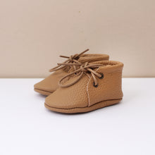 Load image into Gallery viewer, Cappuccino Leather Unisex Laced Booties