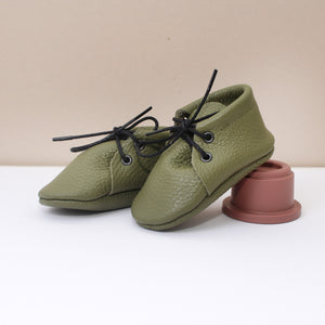 Olive Unisex Laced Booties