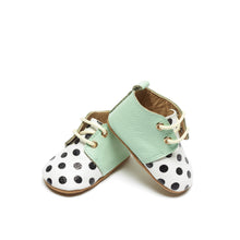 Load image into Gallery viewer, Luna Mint Polka Dot Spot Leather Oxfords
