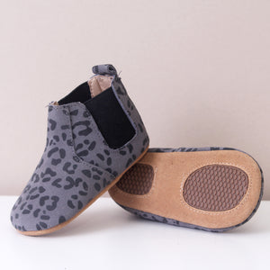 Suki Grey Leopard Print Chelsea Boots